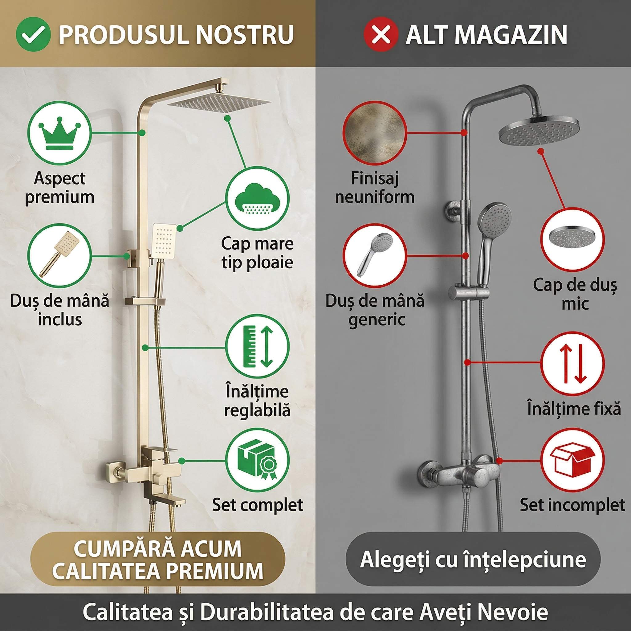 Set de dus 30x30 cm